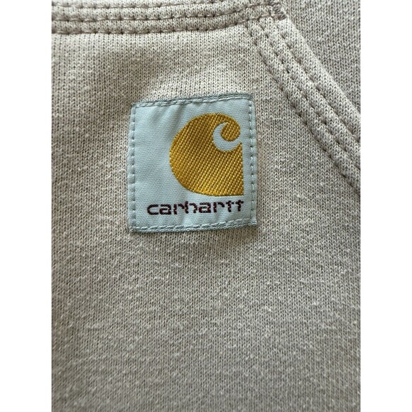 Carhartt Hoodie 2XL Loose Fit Mink Sweatshirt Logo Sleeve Workwear Streetwear - Picture 6 of 10
